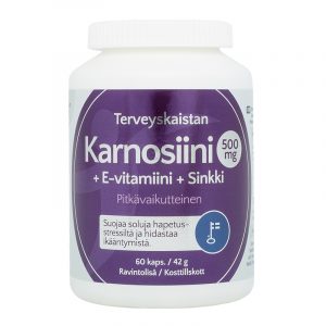Terveyskaistan Karnosiini 500 mg + E-vitamiini + Sinkki - huomaa päiväys 11/2024