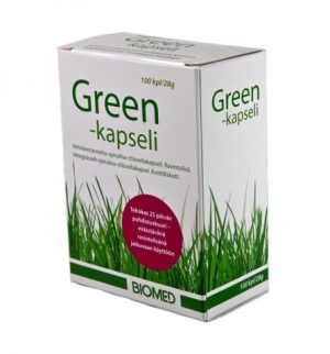 Biomed Green -kapseli - huomaa päiväys 6/2025