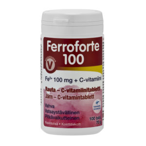 Hankintatukku Ferroforte 100 Rauta + C-vitamiini 100 tabl - huomaa päiväys 8/2025