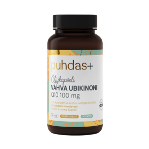 Puhdas+ Vahva Ubikinoni Q10 100 mg, Extra-neitsytoliiviöljyssä - huomaa päiväykset 1/2025